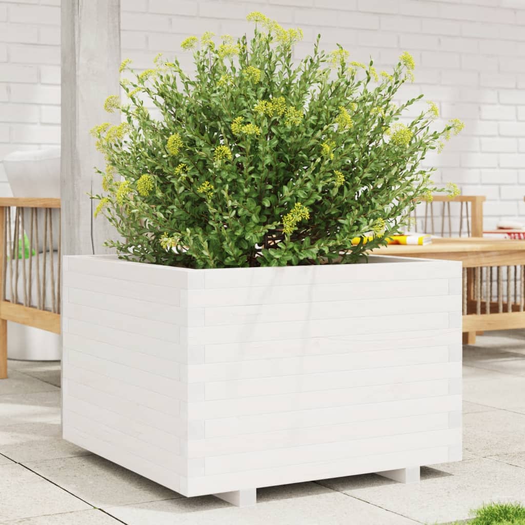 Plantenbak 70x70x49,5 cm massief grenenhout wit is nu te koop bij PeponiXL, paradijselijk wonen!