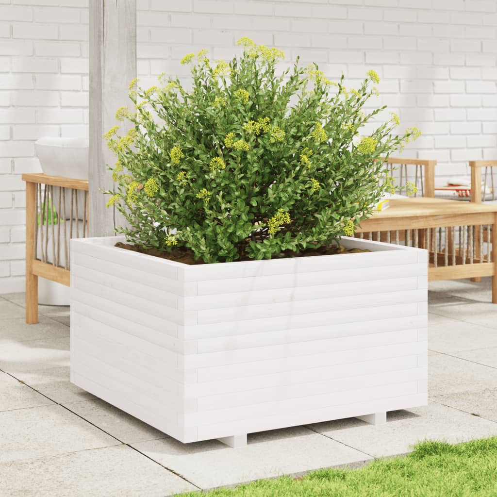 Plantenbak 80x80x49,5 cm massief grenenhout wit is nu te koop bij PeponiXL, paradijselijk wonen!