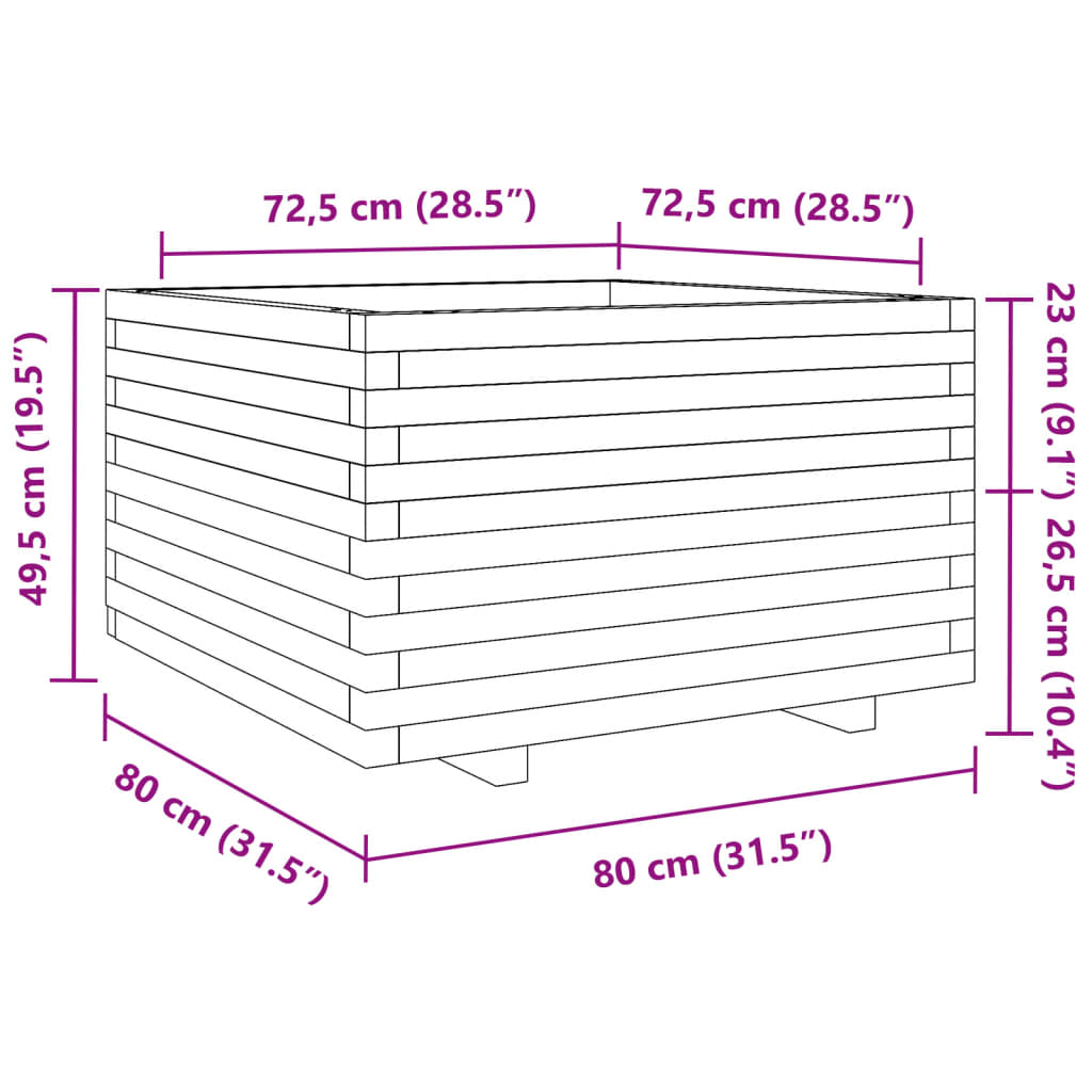 Plantenbak 80x80x49,5 cm massief grenenhout wit is nu te koop bij PeponiXL, paradijselijk wonen!