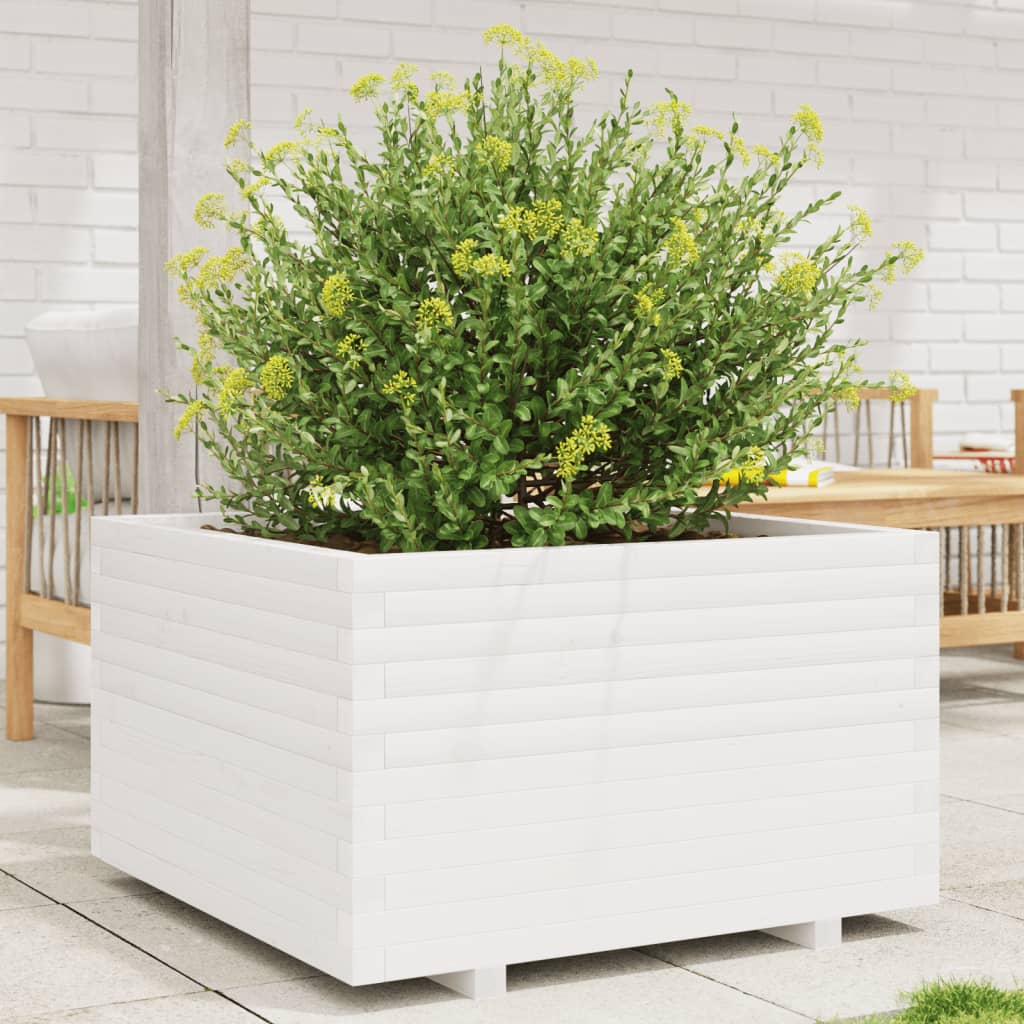 Plantenbak 80x80x49,5 cm massief grenenhout wit is nu te koop bij PeponiXL, paradijselijk wonen!