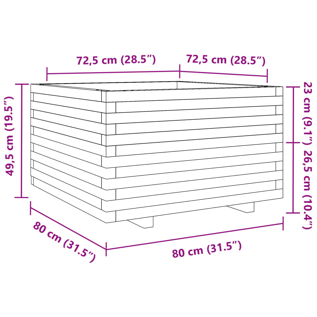 Plantenbak 80x80x49,5 cm massief grenenhout wasbruin is nu te koop bij PeponiXL, paradijselijk wonen!