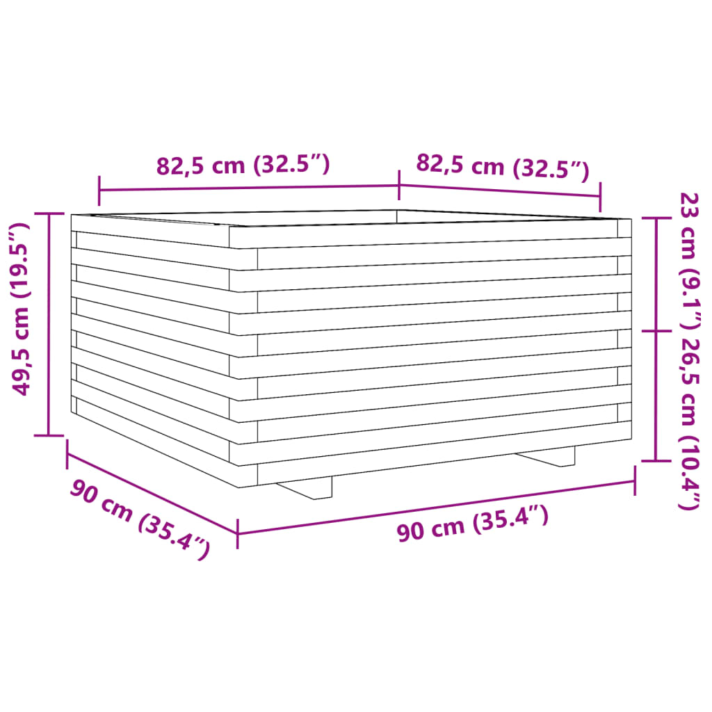 Plantenbak 90x90x49,5 cm massief grenenhout wasbruin is nu te koop bij PeponiXL, paradijselijk wonen!