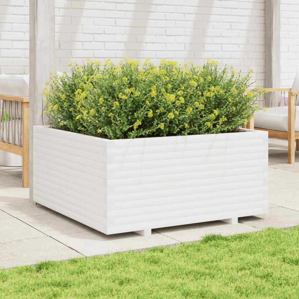 Plantenbak 100x100x49,5 cm massief grenenhout wit is nu te koop bij PeponiXL, paradijselijk wonen!