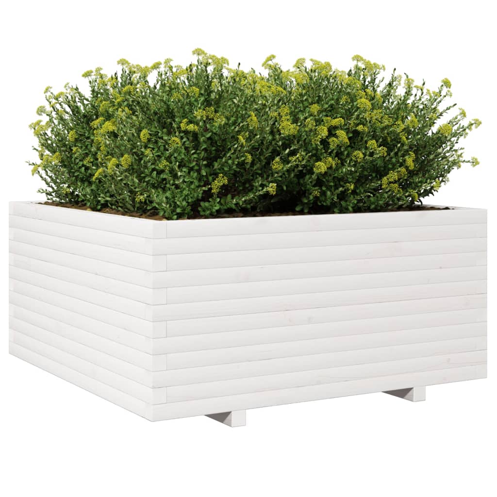 Plantenbak 100x100x49,5 cm massief grenenhout wit is nu te koop bij PeponiXL, paradijselijk wonen!