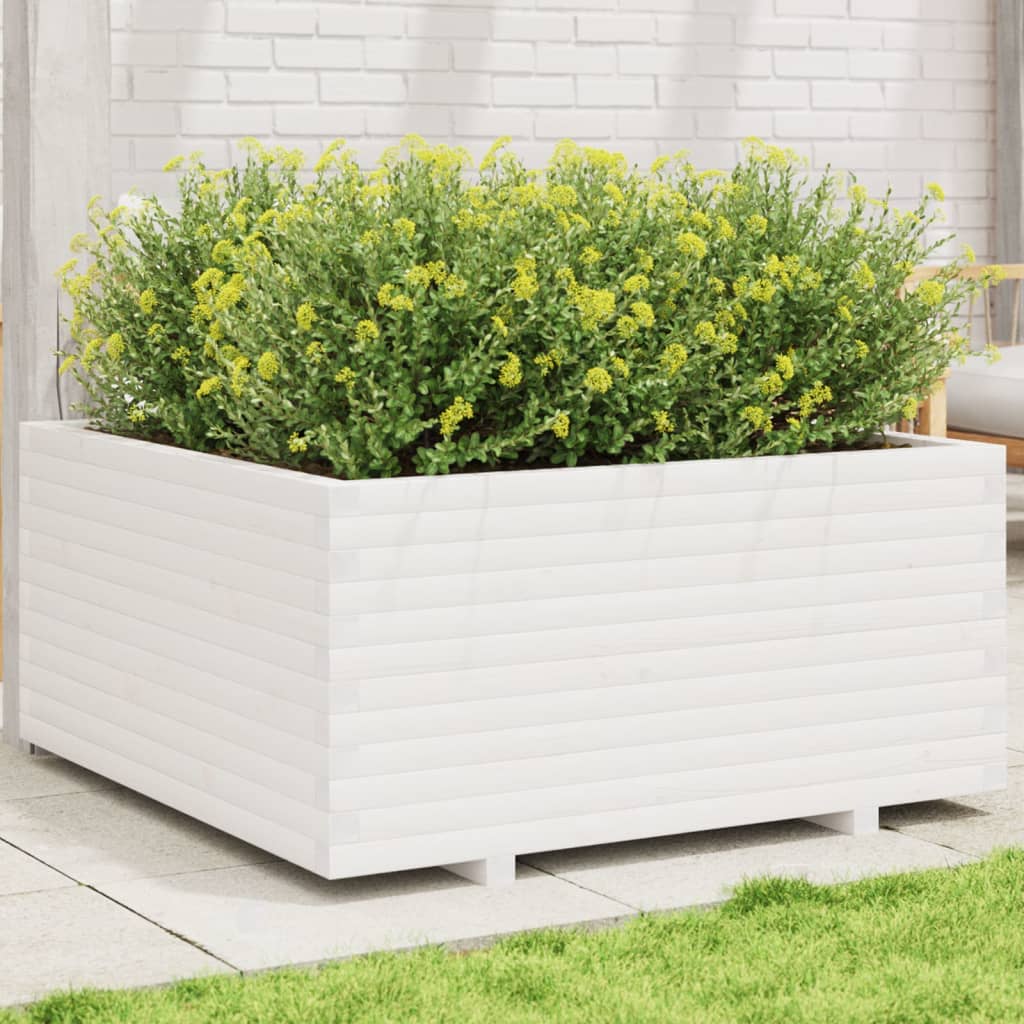 Plantenbak 100x100x49,5 cm massief grenenhout wit is nu te koop bij PeponiXL, paradijselijk wonen!