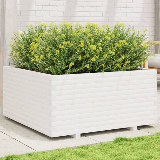 Plantenbak 100x100x49,5 cm massief grenenhout wit is nu te koop bij PeponiXL, paradijselijk wonen!
