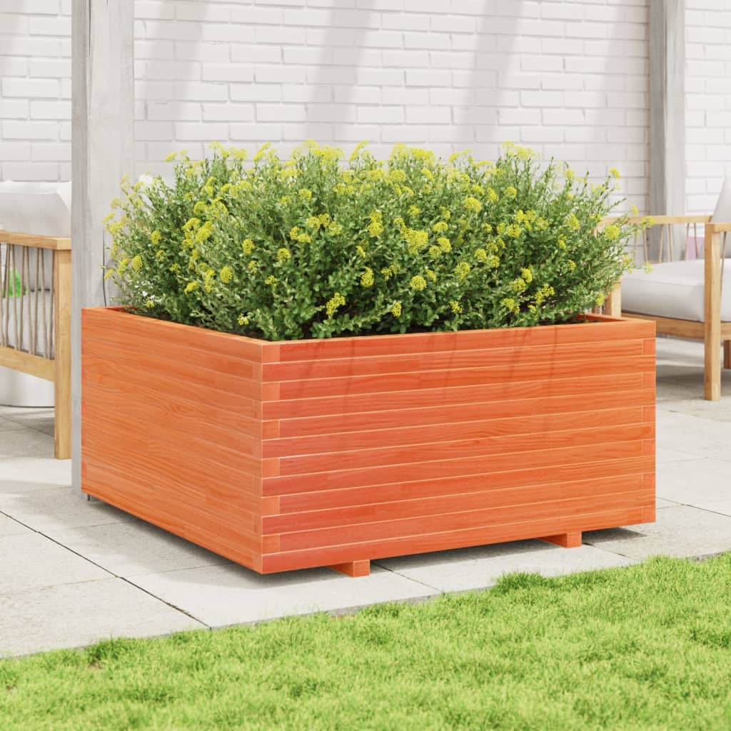 Plantenbak 100x100x49,5 cm massief grenenhout wasbruin is nu te koop bij PeponiXL, paradijselijk wonen!