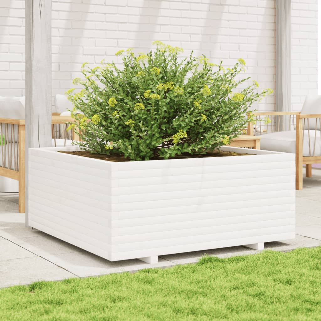 Plantenbak 110x110x49,5 cm massief grenenhout wit is nu te koop bij PeponiXL, paradijselijk wonen!