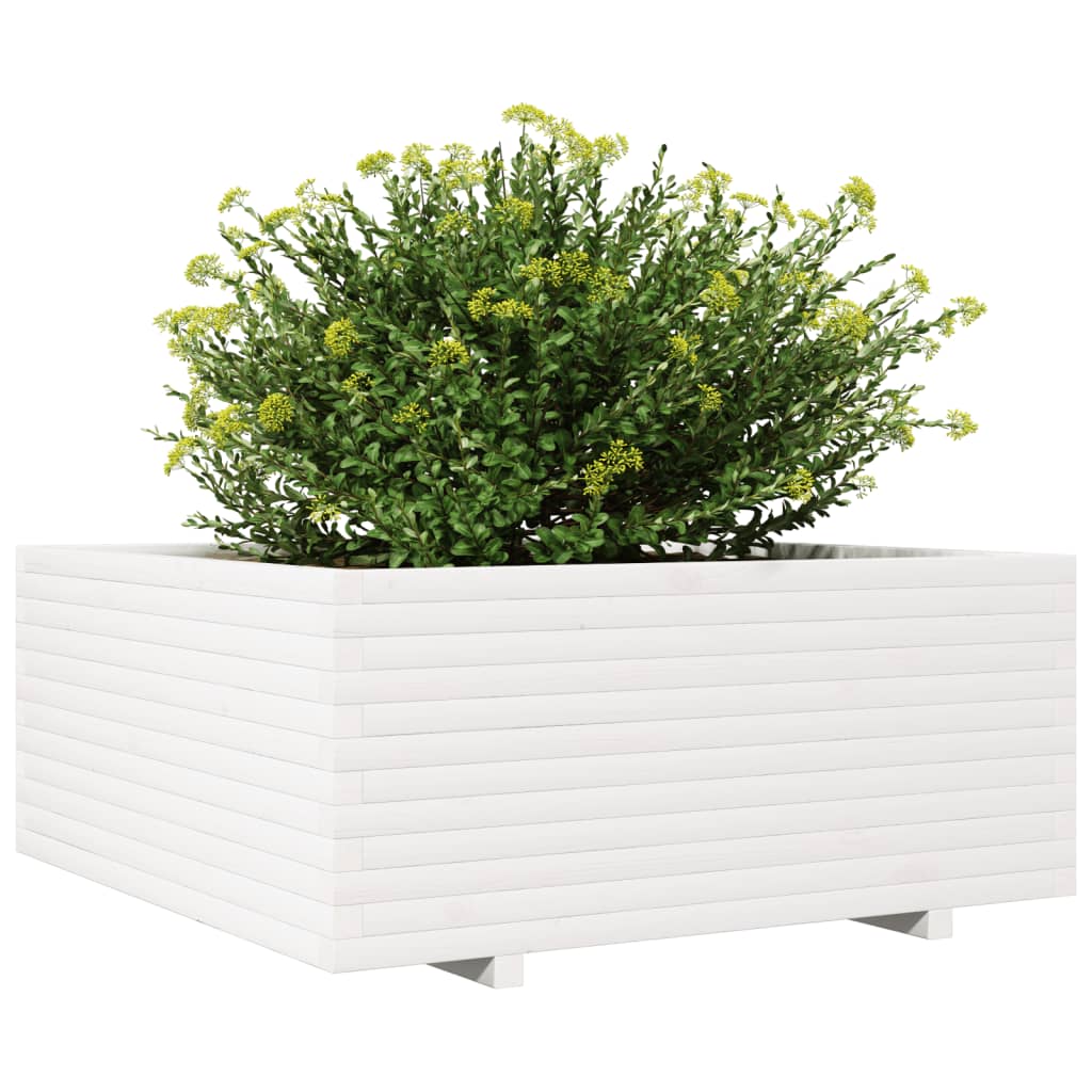 Plantenbak 110x110x49,5 cm massief grenenhout wit is nu te koop bij PeponiXL, paradijselijk wonen!