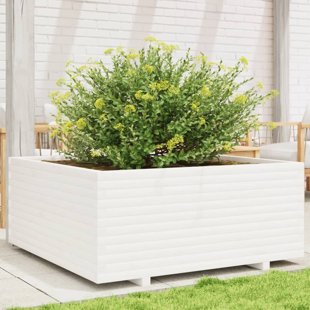 Plantenbak 110x110x49,5 cm massief grenenhout wit is nu te koop bij PeponiXL, paradijselijk wonen!