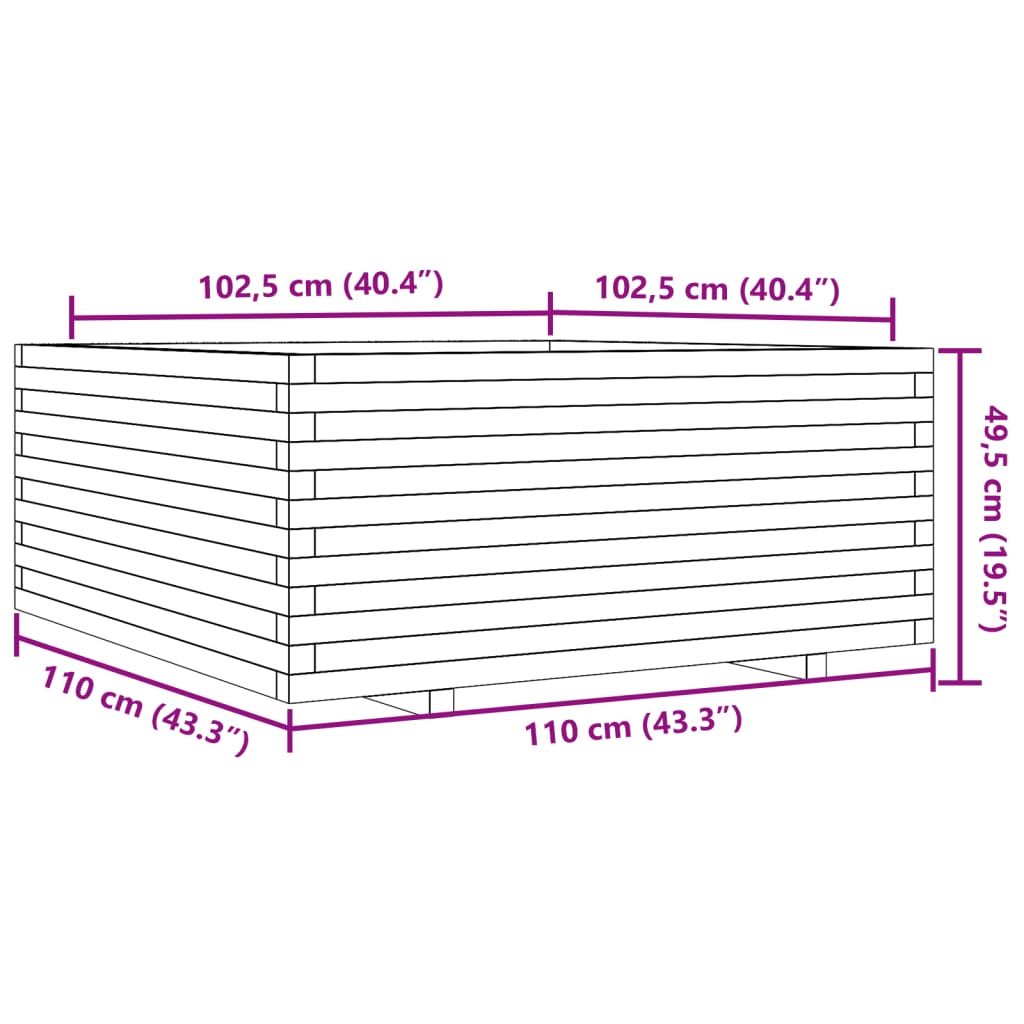 Plantenbak 110x110x49,5 cm massief grenenhout wasbruin is nu te koop bij PeponiXL, paradijselijk wonen!