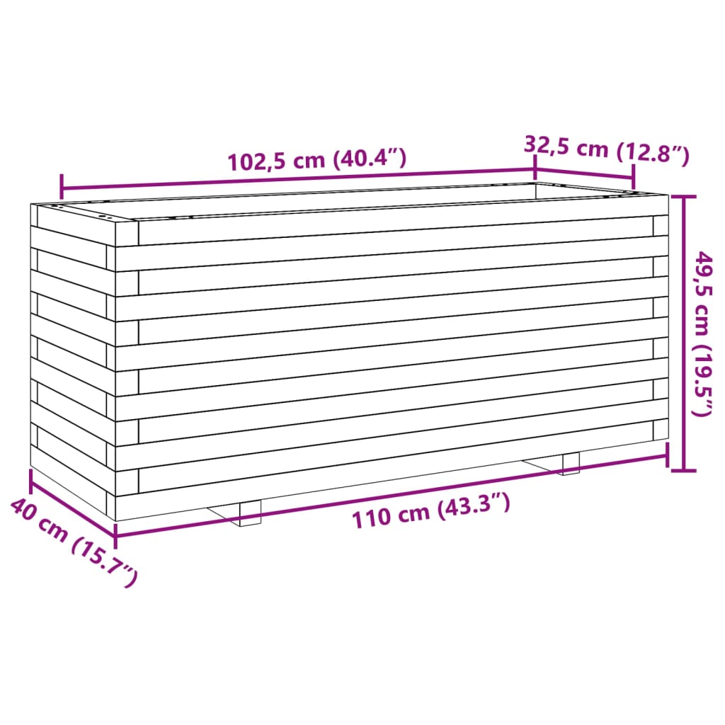 Plantenbak 110x40x49,5 cm massief grenenhout wasbruin is nu te koop bij PeponiXL, paradijselijk wonen!