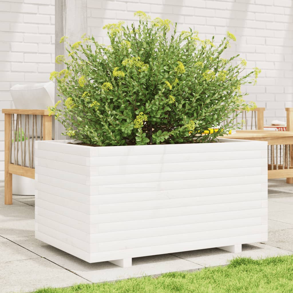 Plantenbak 90x60x49,5 cm massief grenenhout wit is nu te koop bij PeponiXL, paradijselijk wonen!