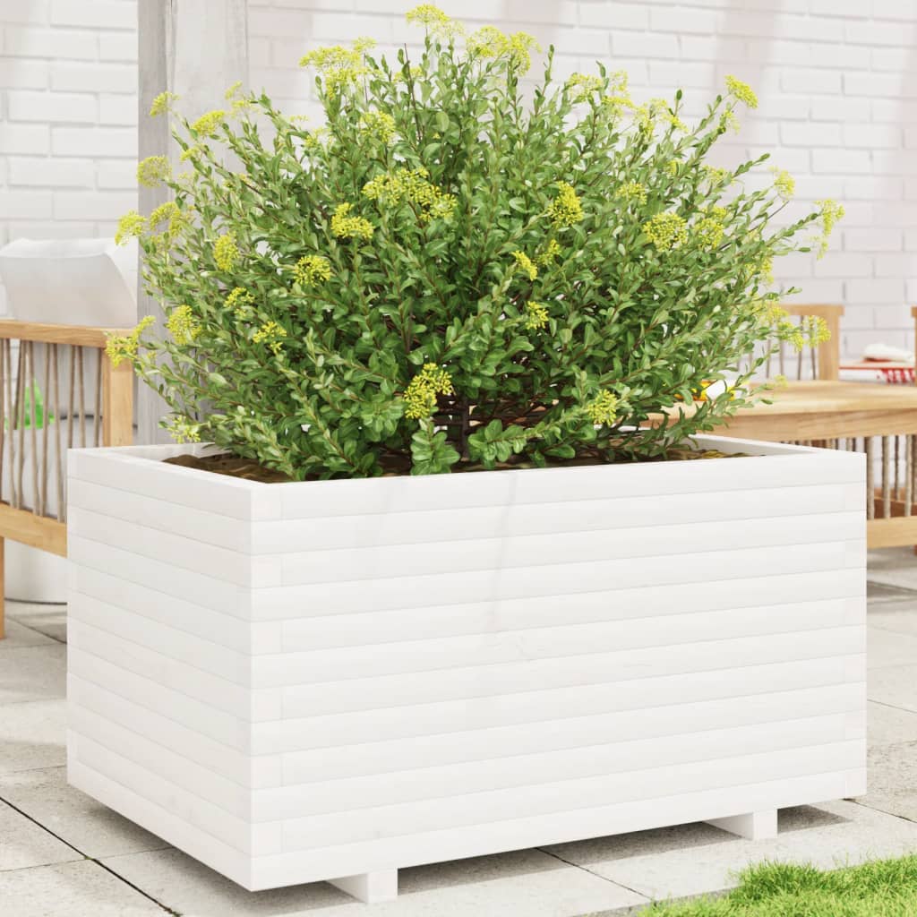 Plantenbak 90x60x49,5 cm massief grenenhout wit is nu te koop bij PeponiXL, paradijselijk wonen!