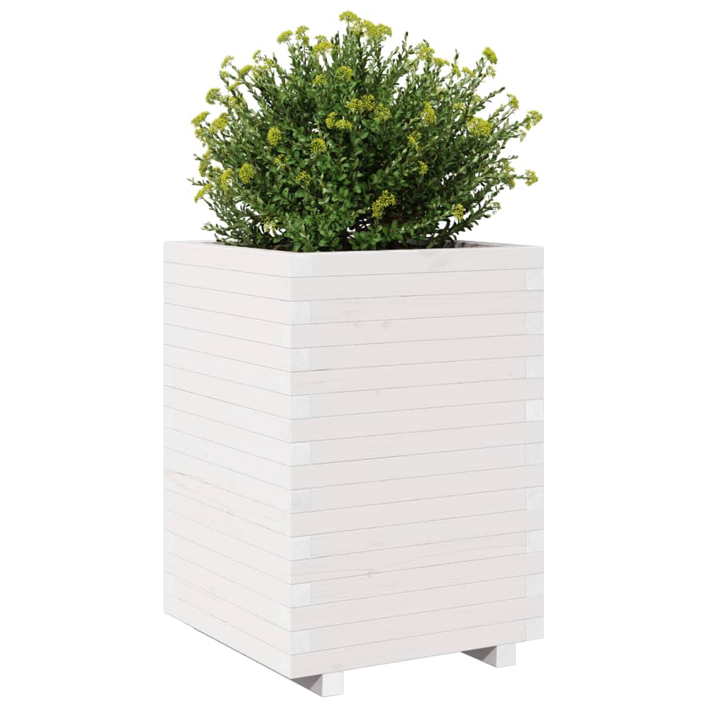 Plantenbak 50x50x72,5 cm massief grenenhout wit is nu te koop bij PeponiXL, paradijselijk wonen!