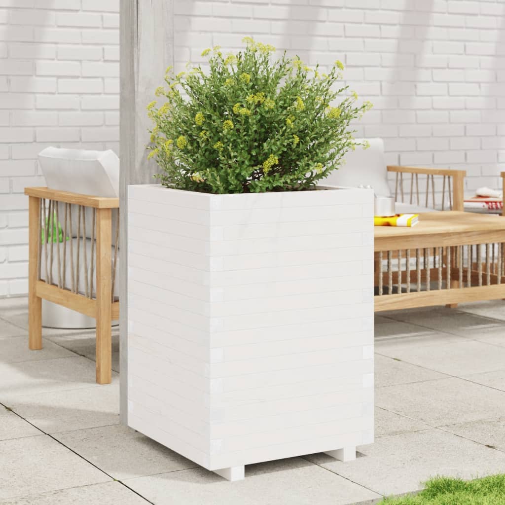 Plantenbak 50x50x72,5 cm massief grenenhout wit is nu te koop bij PeponiXL, paradijselijk wonen!