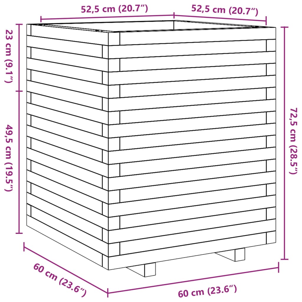 Plantenbak 60x60x72,5 cm massief grenenhout wit is nu te koop bij PeponiXL, paradijselijk wonen!
