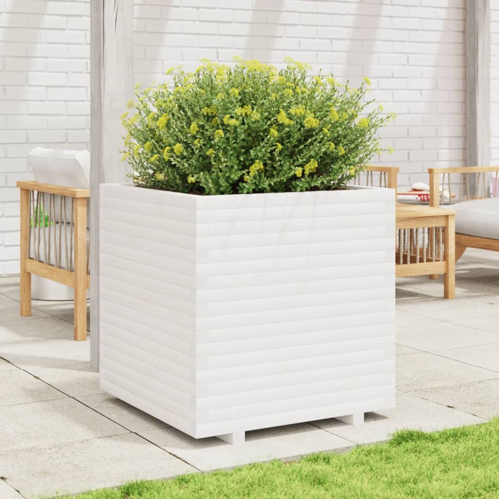 Plantenbak 70x70x72,5 cm massief grenenhout wit is nu te koop bij PeponiXL, paradijselijk wonen!