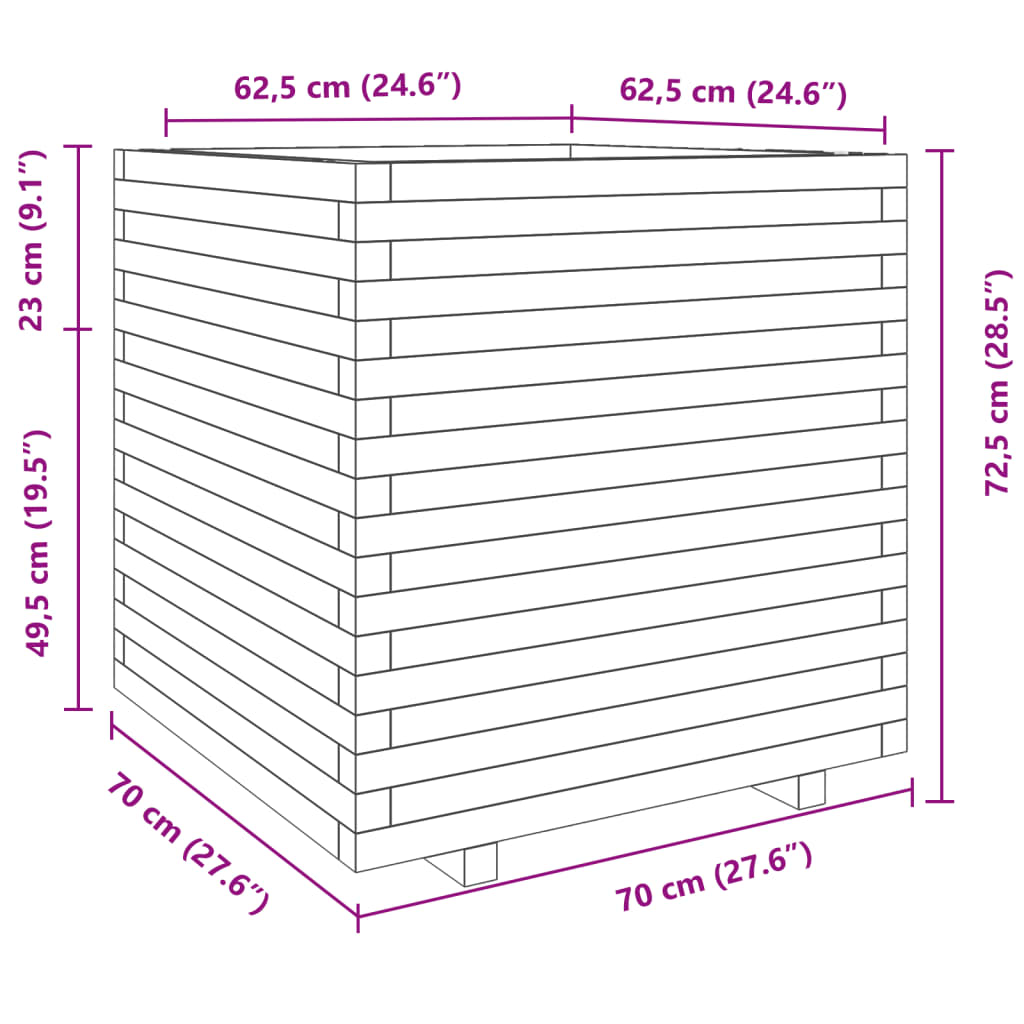 Plantenbak 70x70x72,5 cm massief grenenhout wit is nu te koop bij PeponiXL, paradijselijk wonen!