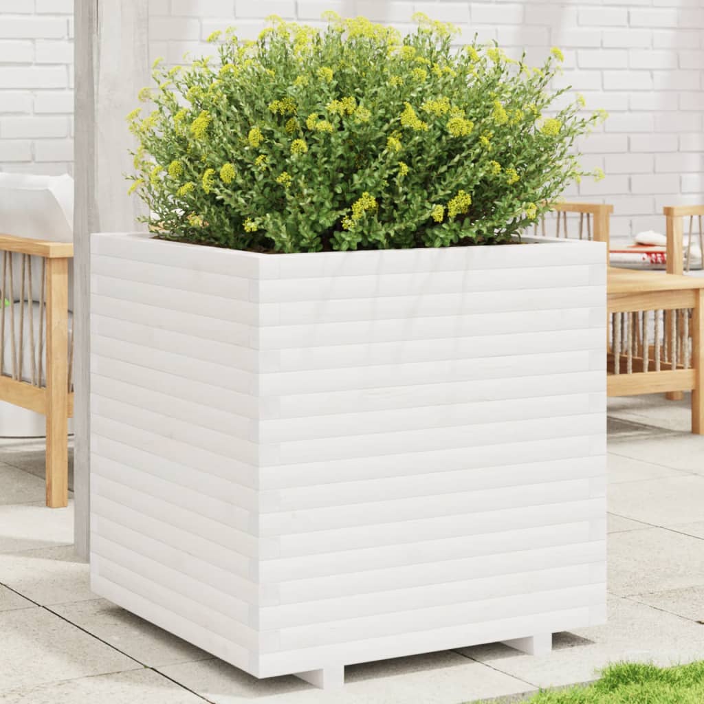 Plantenbak 70x70x72,5 cm massief grenenhout wit is nu te koop bij PeponiXL, paradijselijk wonen!