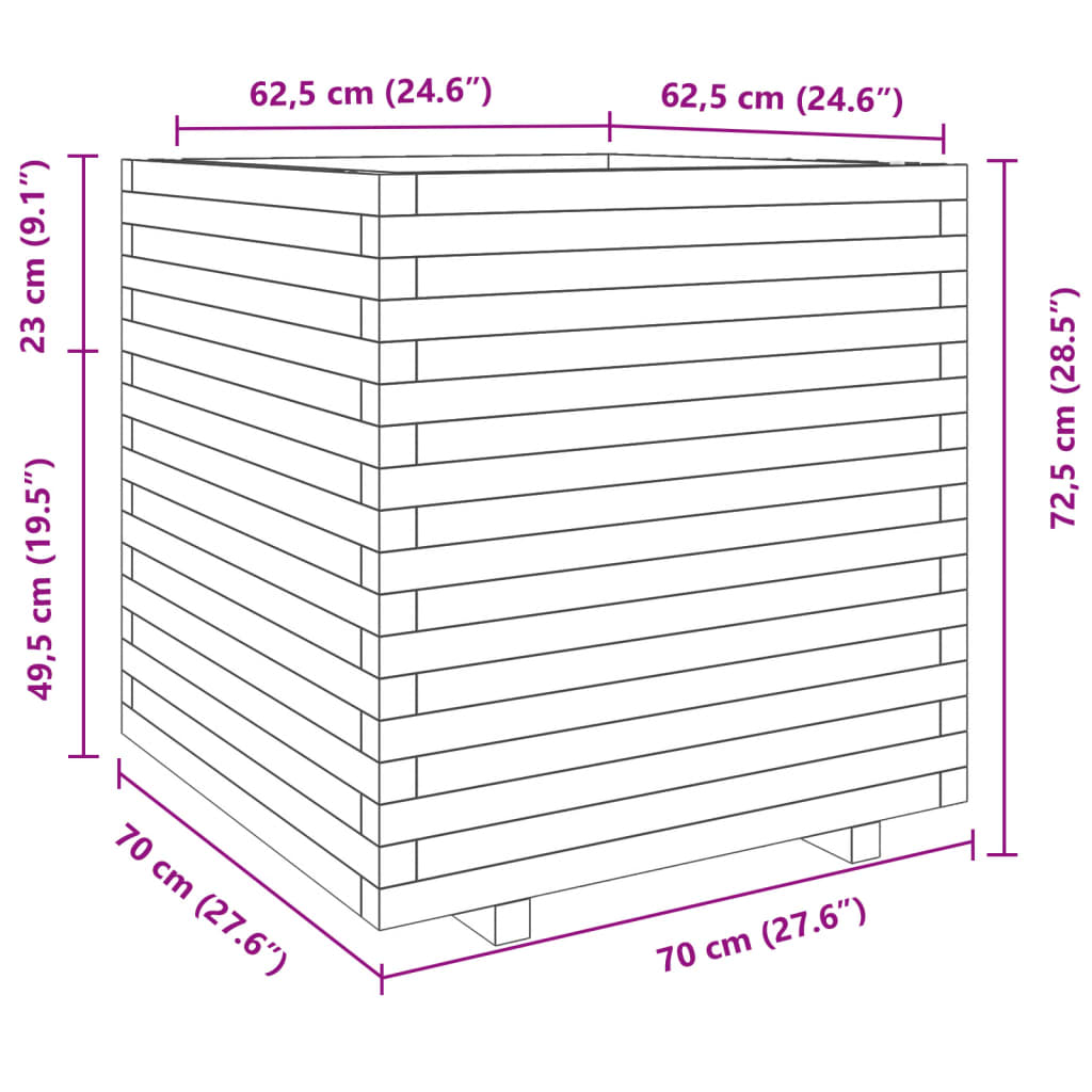 Plantenbak 70x70x72,5 cm massief grenenhout wasbruin is nu te koop bij PeponiXL, paradijselijk wonen!