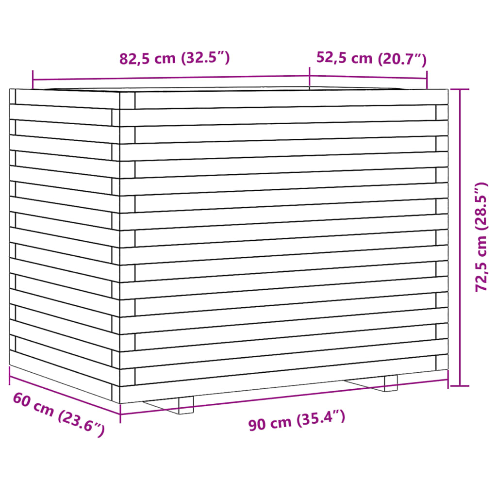 Plantenbak 90x60x72,5 cm massief grenenhout is nu te koop bij PeponiXL, paradijselijk wonen!