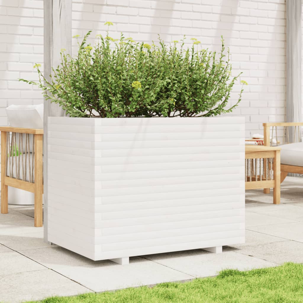Plantenbak 90x60x72,5 cm massief grenenhout wit is nu te koop bij PeponiXL, paradijselijk wonen!