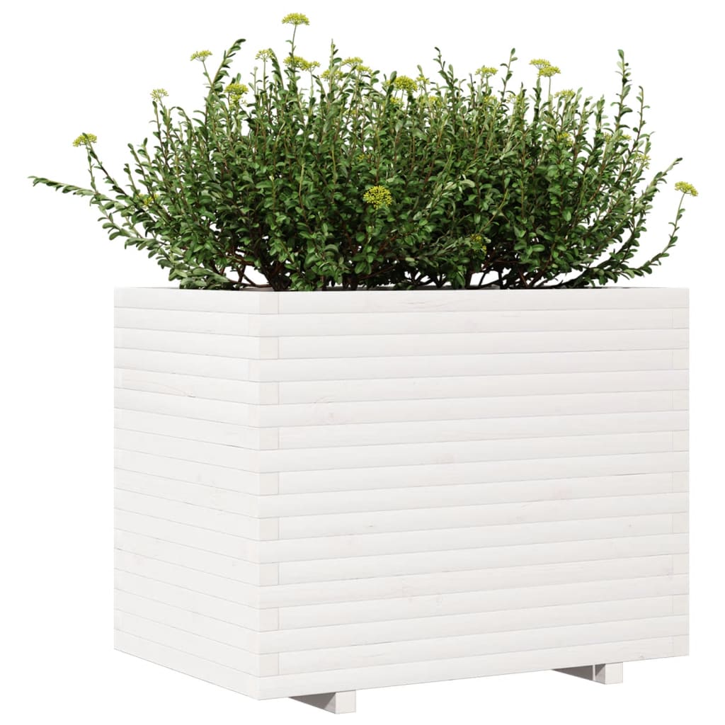 Plantenbak 90x60x72,5 cm massief grenenhout wit is nu te koop bij PeponiXL, paradijselijk wonen!