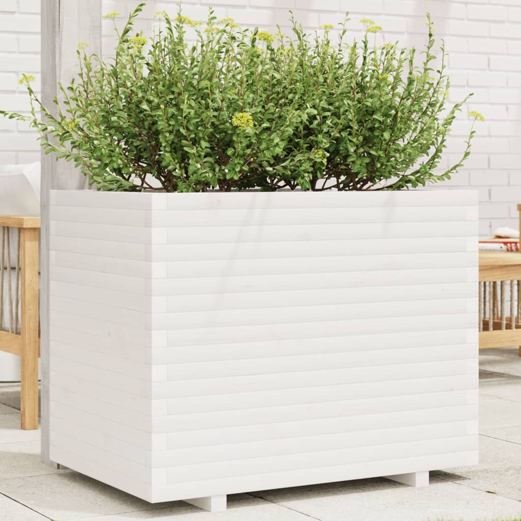 Plantenbak 90x60x72,5 cm massief grenenhout wit is nu te koop bij PeponiXL, paradijselijk wonen!