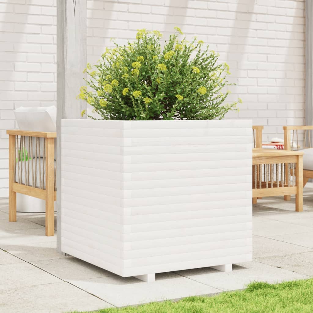 Plantenbak 70x70x72 cm massief grenenhout wit is nu te koop bij PeponiXL, paradijselijk wonen!