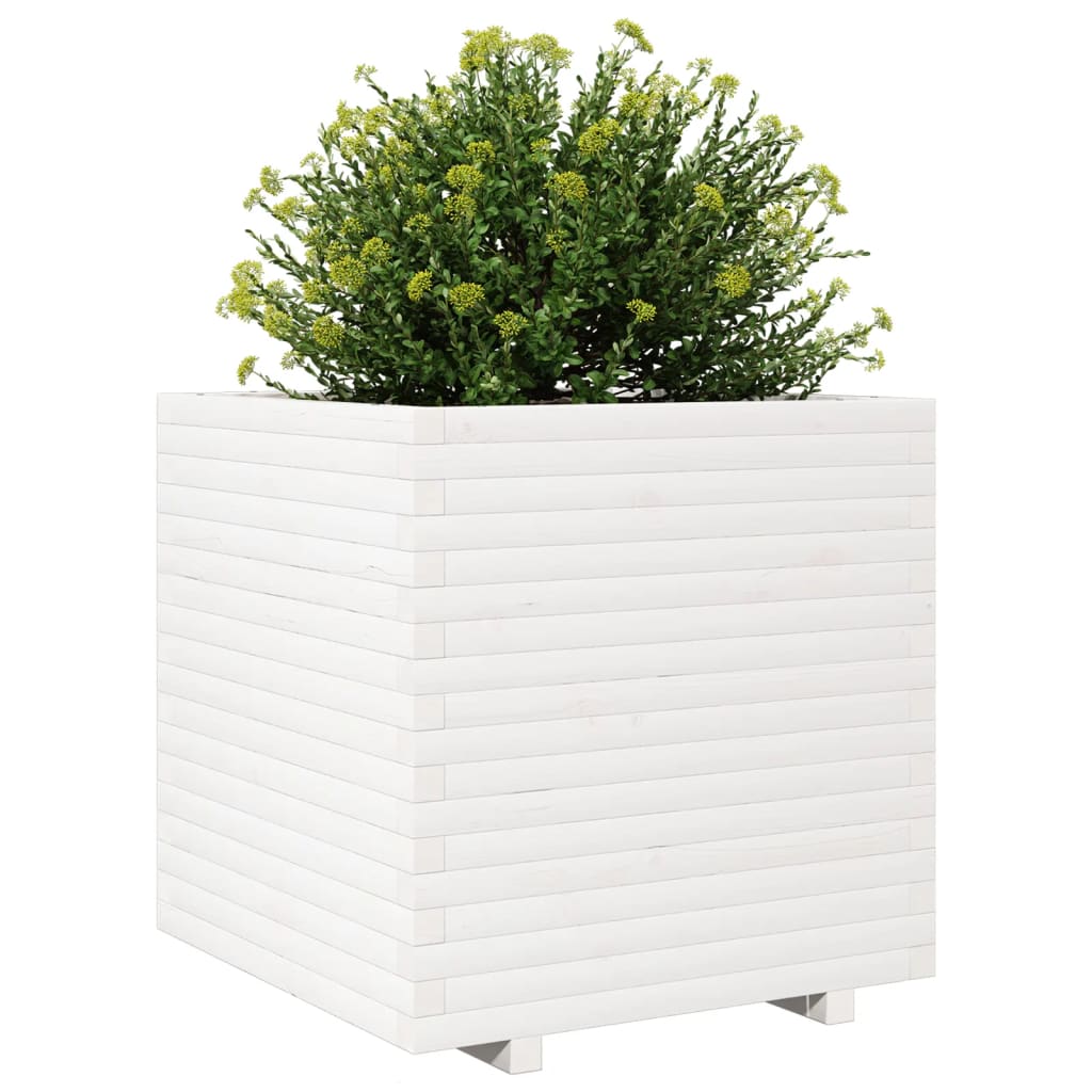 Plantenbak 70x70x72 cm massief grenenhout wit is nu te koop bij PeponiXL, paradijselijk wonen!