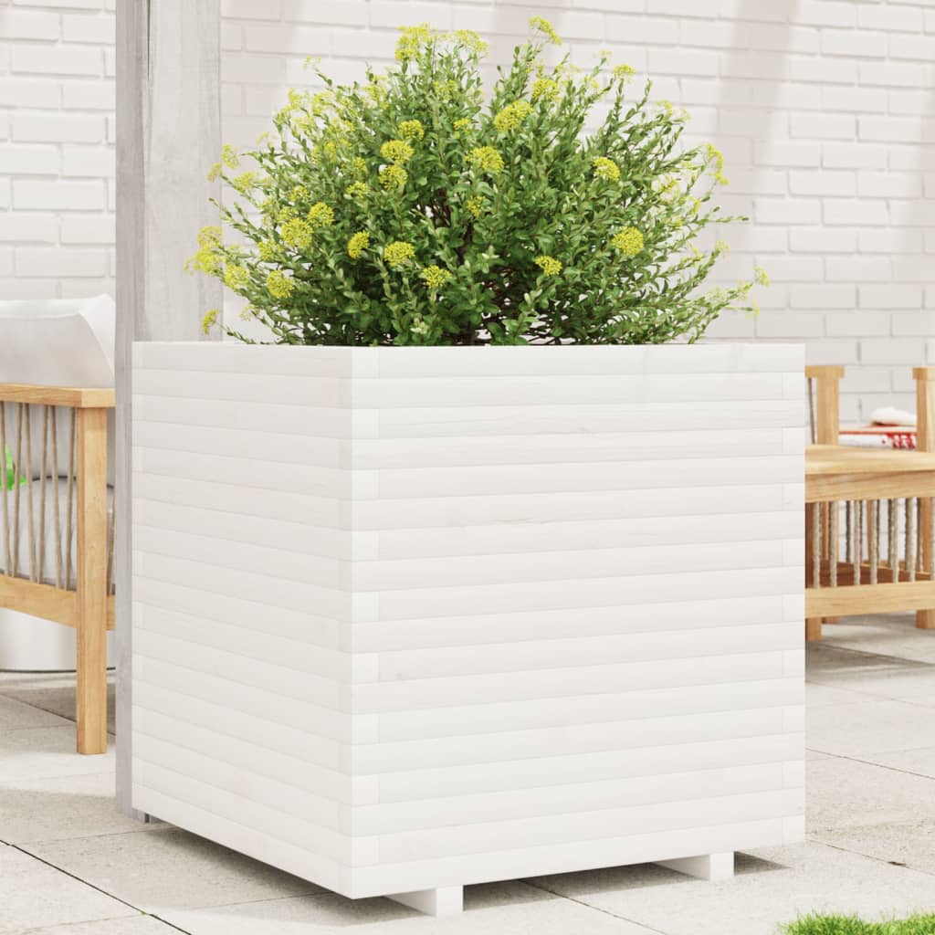 Plantenbak 70x70x72 cm massief grenenhout wit is nu te koop bij PeponiXL, paradijselijk wonen!