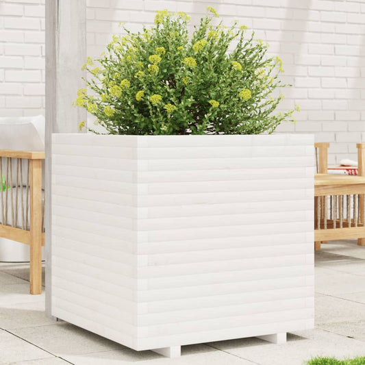 Plantenbak 70x70x72 cm massief grenenhout wit is nu te koop bij PeponiXL, paradijselijk wonen!