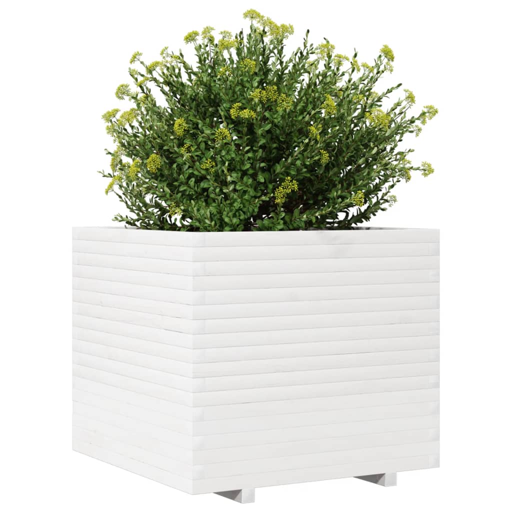 Plantenbak 80x80x72 cm massief grenenhout wit is nu te koop bij PeponiXL, paradijselijk wonen!