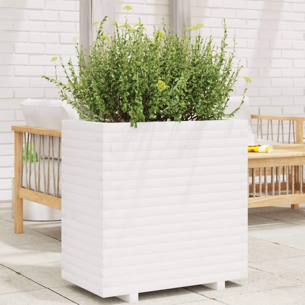 Plantenbak 70x40x72 cm massief grenenhout wit is nu te koop bij PeponiXL, paradijselijk wonen!