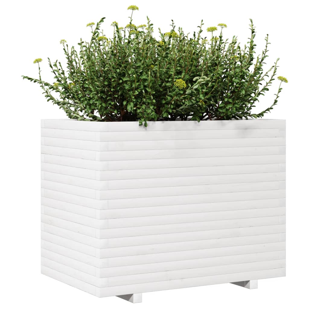 Plantenbak 90x60x72 cm massief grenenhout wit is nu te koop bij PeponiXL, paradijselijk wonen!