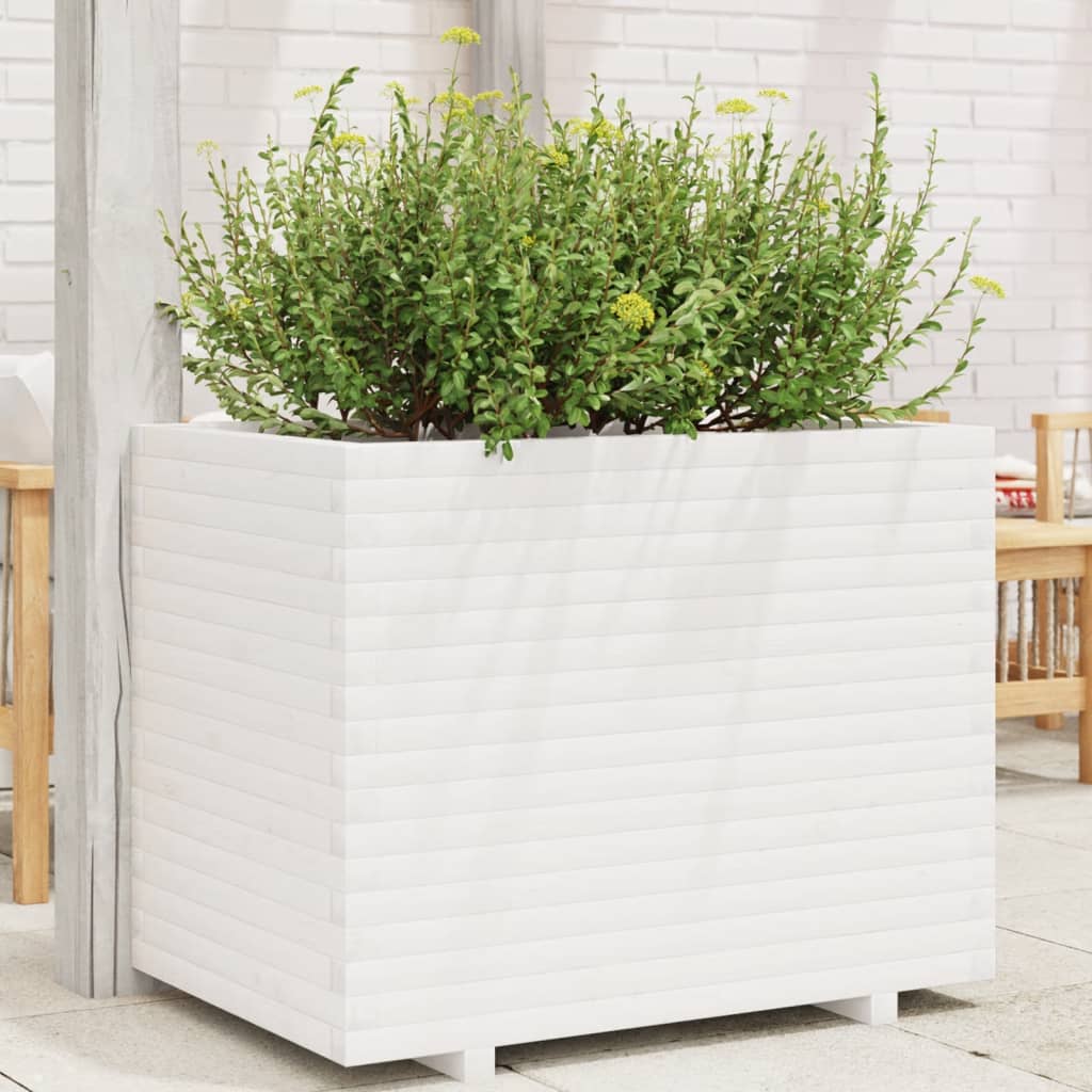 Plantenbak 90x60x72 cm massief grenenhout wit is nu te koop bij PeponiXL, paradijselijk wonen!