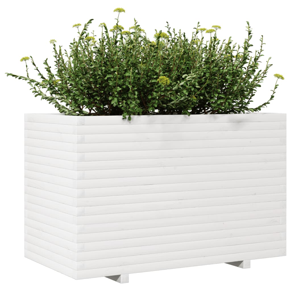 Plantenbak 110x60x72 cm massief grenenhout wit is nu te koop bij PeponiXL, paradijselijk wonen!
