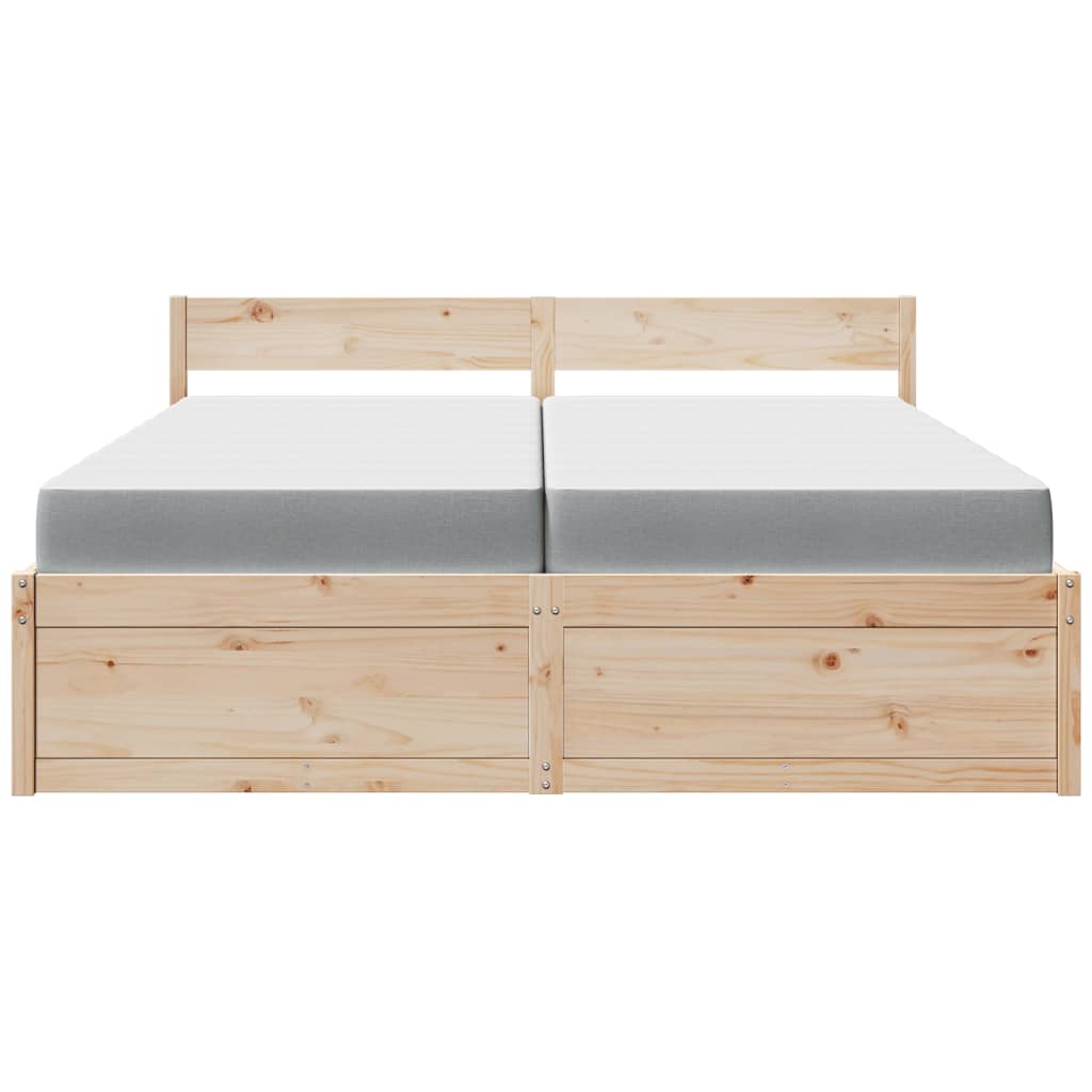 Bed met lades en matras massief grenenhout 200x200 cm is nu te koop bij PeponiXL, paradijselijk wonen!