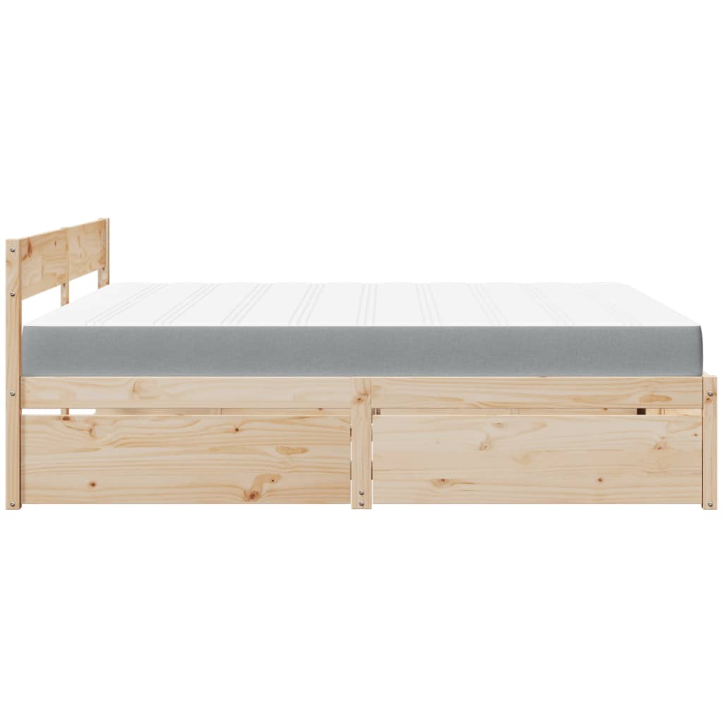 Bed met lades en matras massief grenenhout 200x200 cm is nu te koop bij PeponiXL, paradijselijk wonen!