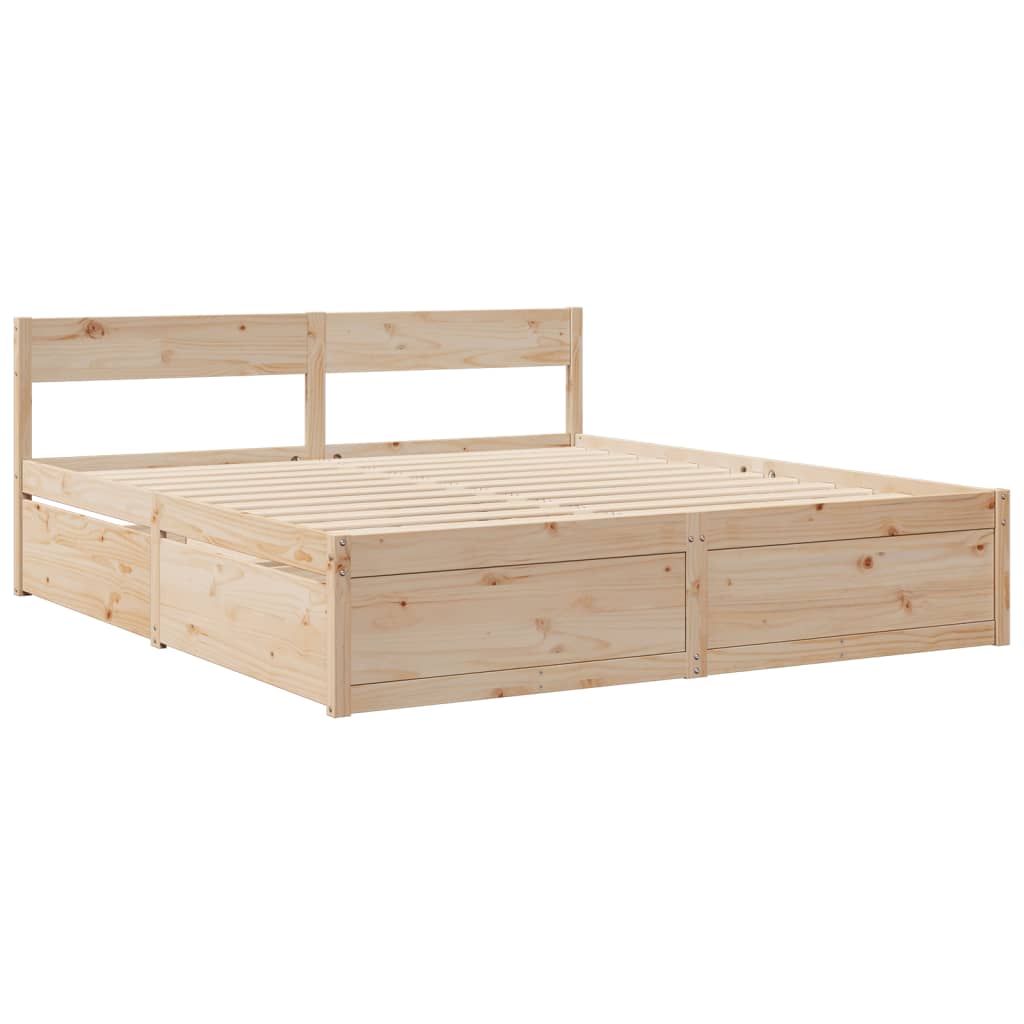 Bed met lades en matras massief grenenhout 200x200 cm is nu te koop bij PeponiXL, paradijselijk wonen!