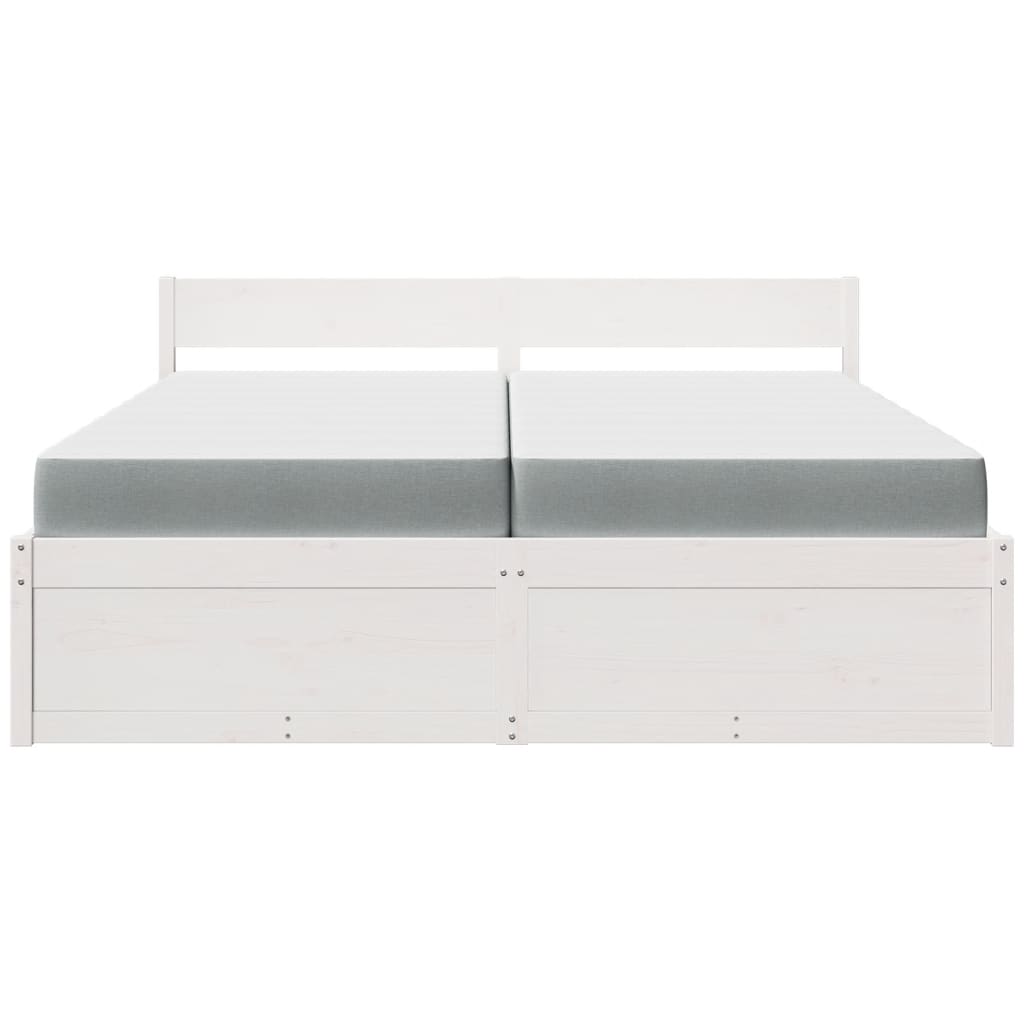 Bed met lades en matras massief grenenhout wit 200x200 cm is nu te koop bij PeponiXL, paradijselijk wonen!