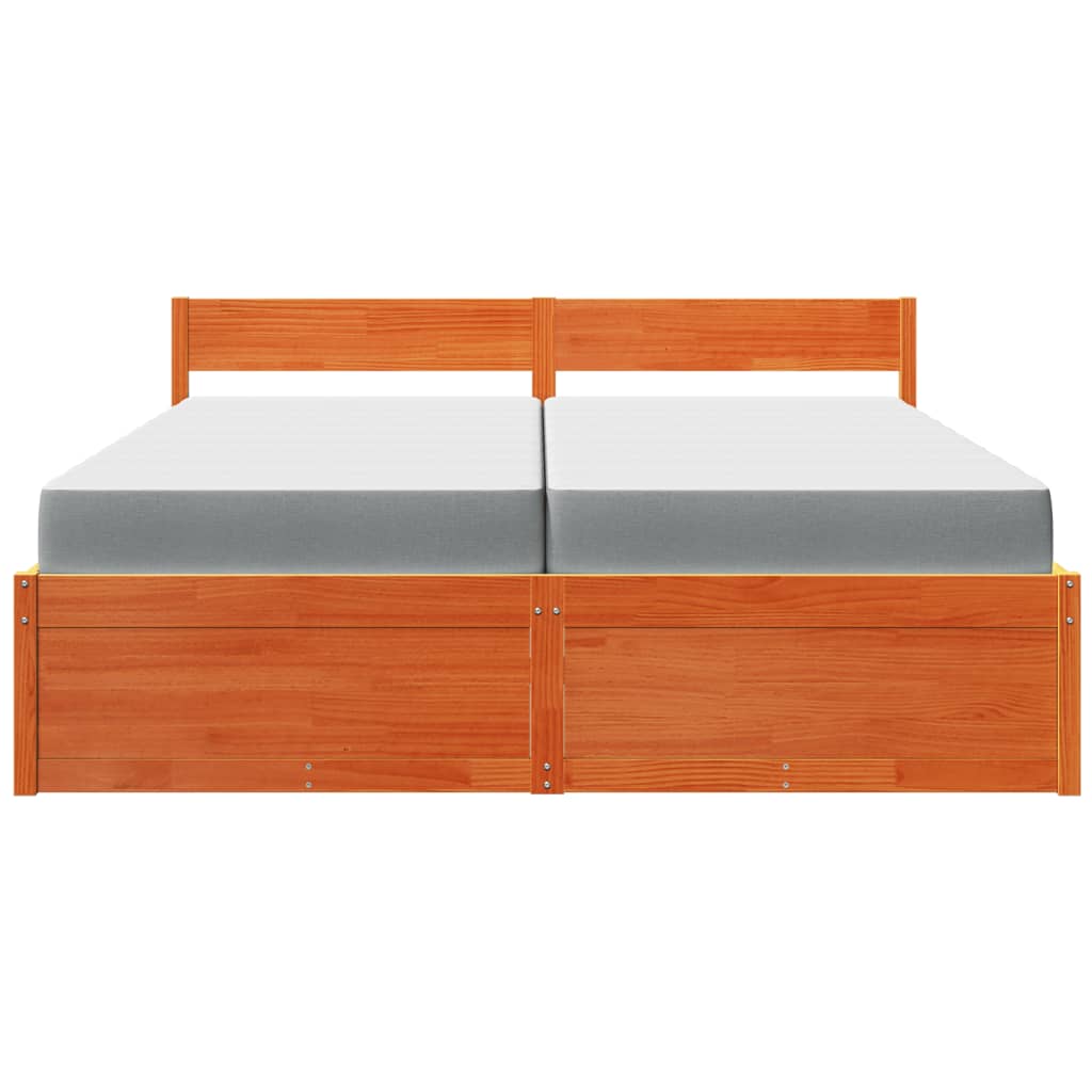 Bed met lades en matras massief grenenhout wasbruin 200x200 cm is nu te koop bij PeponiXL, paradijselijk wonen!
