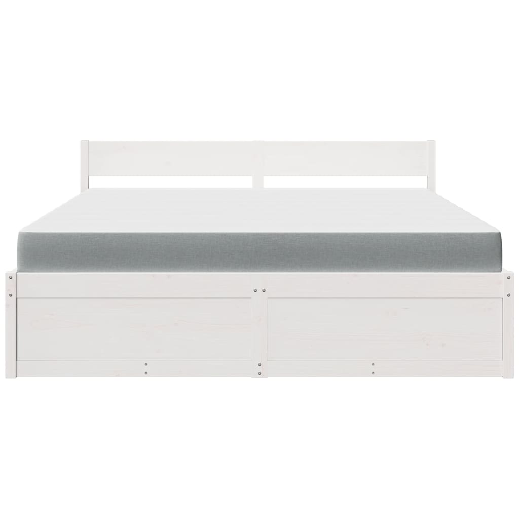 Bed met lades en matras massief grenenhout wit 180x200 cm is nu te koop bij PeponiXL, paradijselijk wonen!