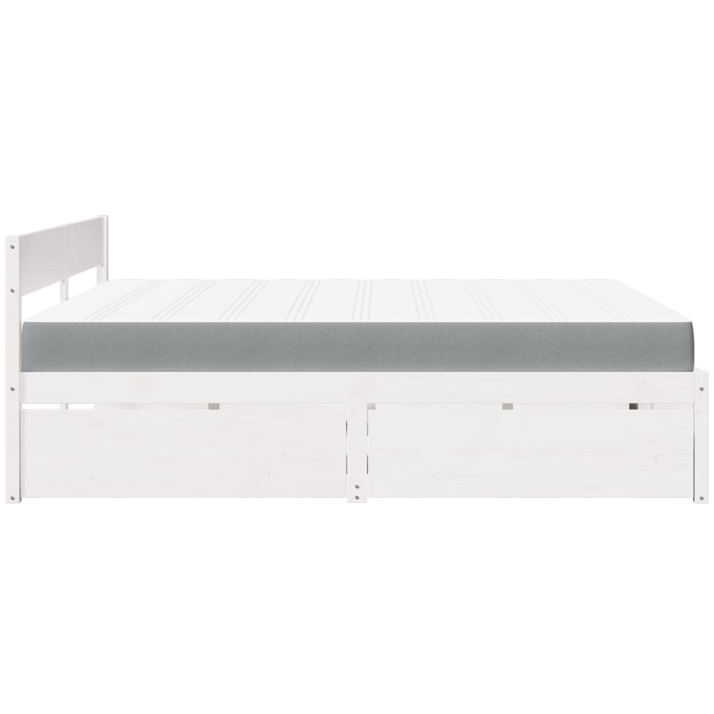 Bed met lades en matras massief grenenhout wit 180x200 cm is nu te koop bij PeponiXL, paradijselijk wonen!