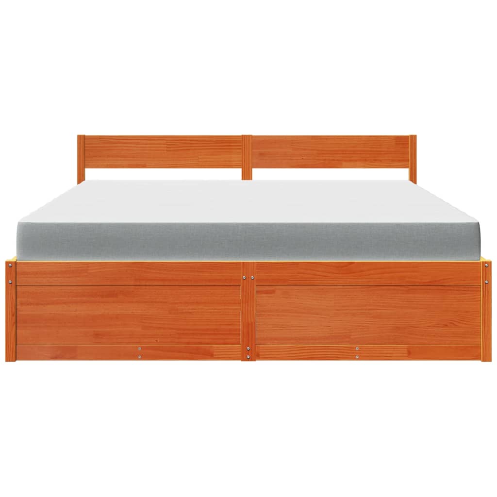 Bed met lades en matras massief grenenhout wasbruin 180x200 cm is nu te koop bij PeponiXL, paradijselijk wonen!