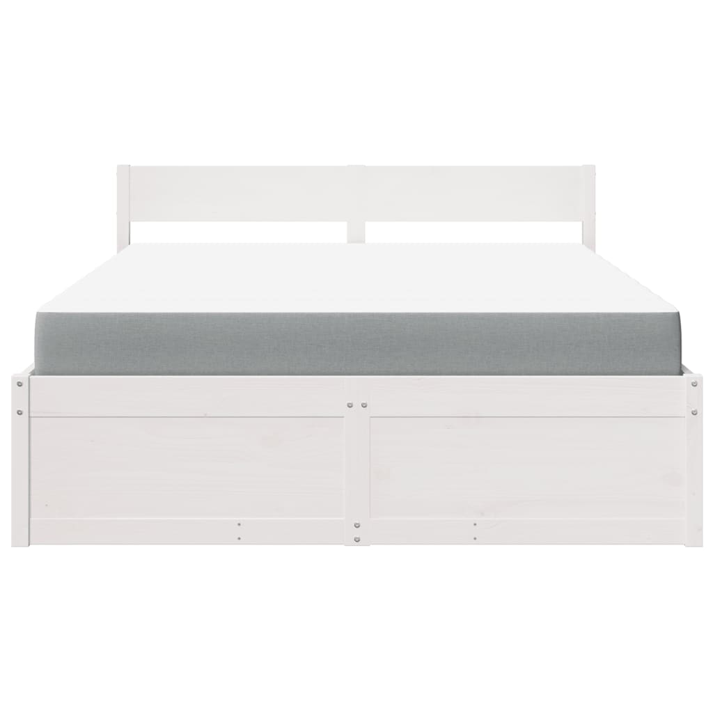 Bed met lades en matras massief grenenhout wit 160x200 cm is nu te koop bij PeponiXL, paradijselijk wonen!