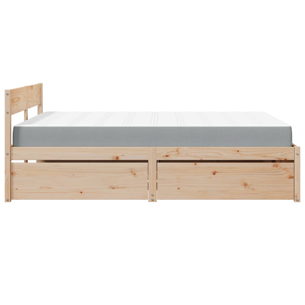 Bed met lades en matras massief grenenhout 140x200 cm is nu te koop bij PeponiXL, paradijselijk wonen!