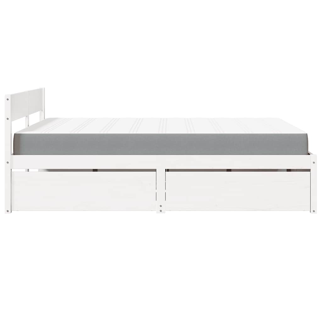Bed met lades en matras massief grenenhout wit 140x200 cm is nu te koop bij PeponiXL, paradijselijk wonen!
