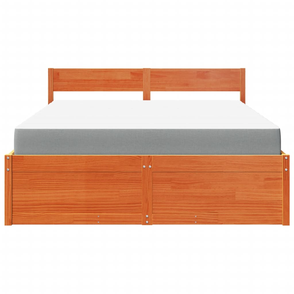 Bed met lades en matras massief grenenhout wasbruin 140x200 cm is nu te koop bij PeponiXL, paradijselijk wonen!